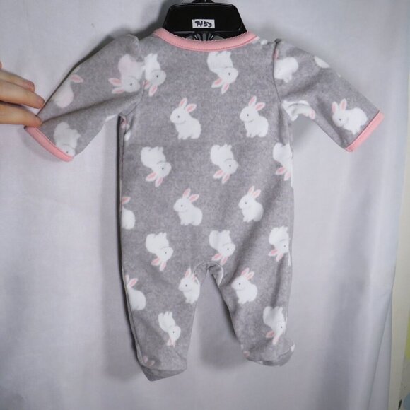 Baby Rabbit Bunny Fleece Footed Sleeper Carter's Pink & Gray Preemie - Picture 7 of 8